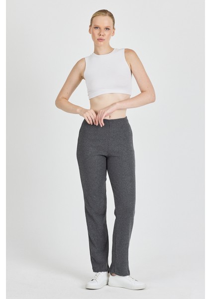 Kadın Füme Yüksek Bel Fitilli Bol Paça Günlük Ince Eşofman Altı Pijama modelleri