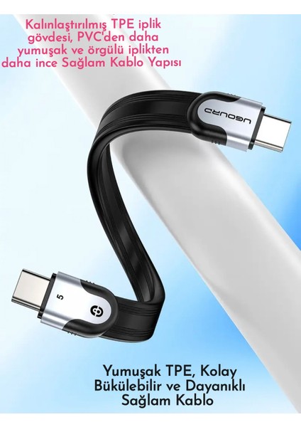 Thunderbolt 5 E-Marker Akıllı Çip 15-Cm. 240W 80Gbps 16K+8K+4K Pd 240W Görüntü Aktarım ve Type-C Hızlı Şarj ve Data Kablosu Thunderbolt 4/3 ile Uyumlu Yeni Nesil Son Teknoloji Kablo modelleri