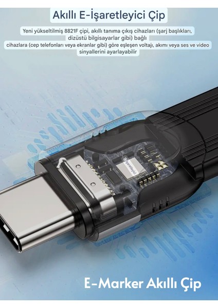 Thunderbolt 5 E-Marker Akıllı Çip 15-Cm. 240W 80Gbps 16K+8K+4K Pd 240W Görüntü Aktarım ve Type-C Hızlı Şarj ve Data Kablosu Thunderbolt 4/3 ile Uyumlu Yeni Nesil Son Teknoloji Kablo indirimleri