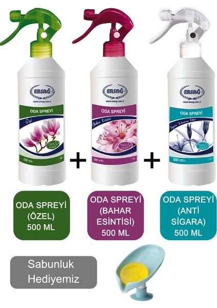 Oda Spreyi (Özel, Anti Sigara ve Bahar Esintisi ) 500 ml - Sabunluk Hediyemiz 1356-11