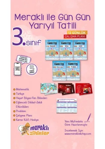 3. Sınıf Gün Gün Yarıyıl Tatil Seti (Karne Kılıfı Hediyeli)