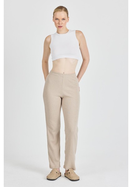 Kadın Vizon Yüksek Bel Fitilli Bol Paça Günlük Ince Eşofman Altı Pijama fiyatları