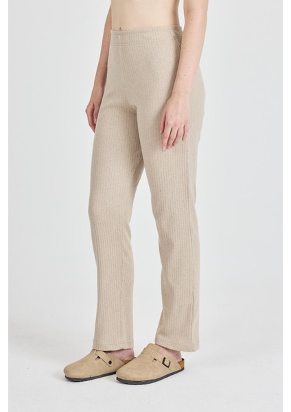 Kadın Vizon Yüksek Bel Fitilli Bol Paça Günlük Ince Eşofman Altı Pijama fırsatları