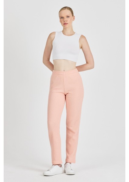 Kadın Yavruağzı Yüksek Bel Fitilli Bol Paça Günlük Ince Eşofman Altı Pijama fiyatları