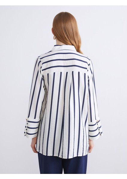 Yeni Sezon Büyük Beden Çizgili Kadın Gömlek Tunik fırsatları