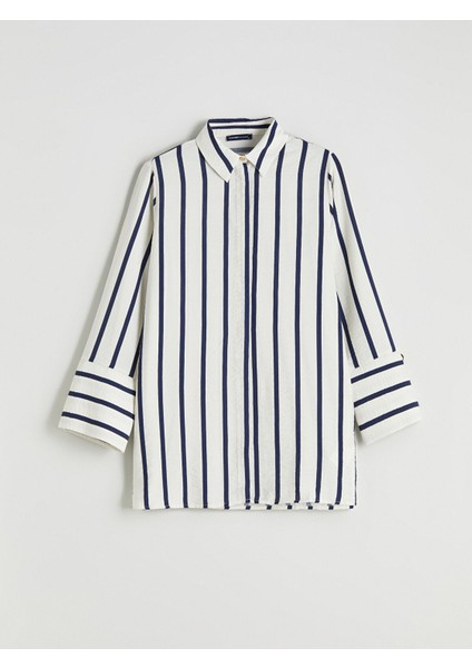 Yeni Sezon Büyük Beden Çizgili Kadın Gömlek Tunik indirimleri