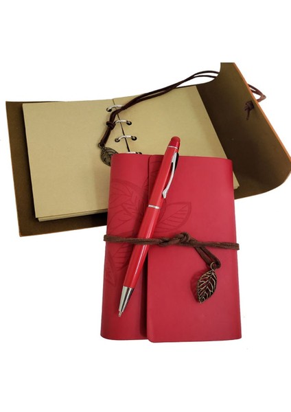 Özel Ahşap Kutulu Kırmızı Deri Defter ve Kalem Set fiyatları