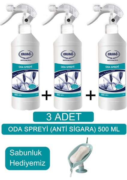 Oda Parfümü ( 3 Adet x Anti Sigara ) 500 ml -Sabunluk Hediyemiz 135-10