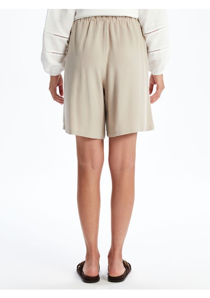 Yeni Sezon Beli Lastikli Keten Karışımlı Kadın Şort fırsatları