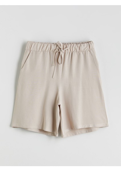 Yeni Sezon Beli Lastikli Keten Karışımlı Kadın Şort indirimleri
