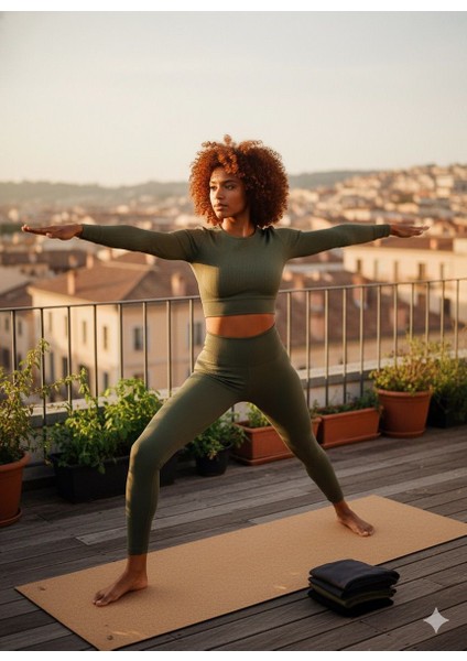 Haki Renk Fitilli Yüksek Bel Şardonlu Tayt fırsatları