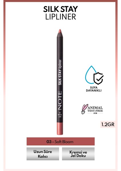 Silk Stay Lipliner Suya Dayanıklı Ipeksi Dudak Kalemi - 03 Soft Bloom - Nude