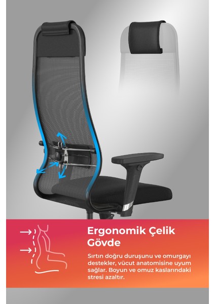 Sit 10 Ofis Koltuğu | Ayarlanabilir Kolçaklı, Fileli Ayarlanabilir, Siyah, Bilgisayar Sandalyesi -13E.D.1.2A2 fiyatları