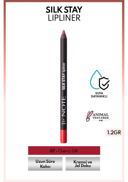 Silk Stay Lipliner Suya Dayanıklı Ipeksi Dudak Kalemi - 07 Cherry Silk - Kırmızı