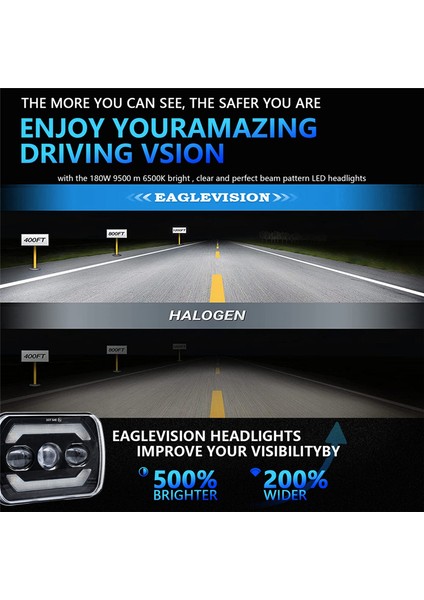 5x7 LED Farlar, 180W 7x6 Farlar Sarı Dönüş Sinyali Yj Xj Kamyonlar Için Beyaz Drl H6054 H5054 H6054LL (Yurt Dışından) modelleri