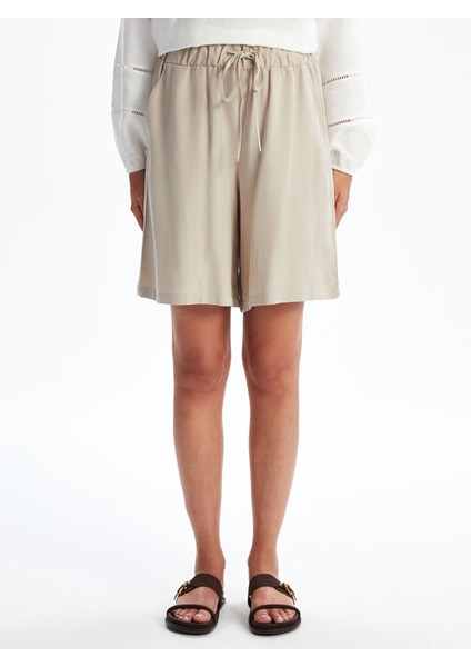 Yeni Sezon Beli Lastikli Keten Karışımlı Kadın Şort fiyatları