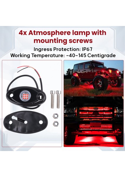 4 Kapsül LED Kaya Işıkları Kiti Su Geçirmez Raptor Atv Raptor Offroad Tekne-Kırmızı (Yurt Dışından) indirimleri