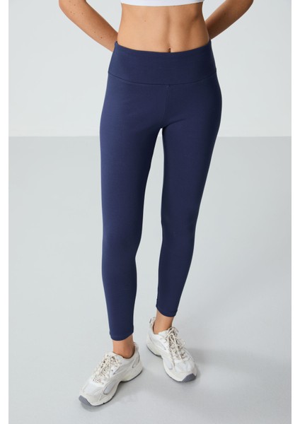İndigo Yüksek Bel Termal Slim Fit Dar Paça Kadın Tayt - 94577