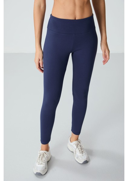 İndigo Yüksek Bel Termal Slim Fit Dar Paça Kadın Tayt - 94577