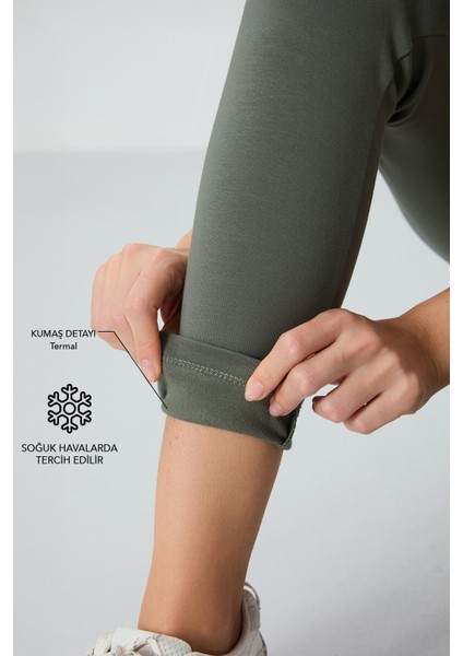 Çağla Yüksek Bel Termal Slim Fit Dar Paça Kadın Tayt - 94577