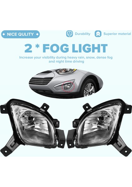 Araba Ön Tampon Sis Halojen Sürüş Lambası Sis Lambaları Far Sisleri Hyundai Tucson IX35 2010 - 2014 Için (Yurt Dışından) fırsatları