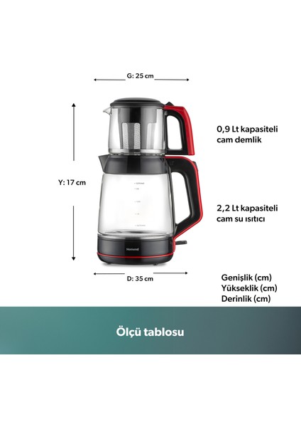 Infinity XL 1764H Cam Çay Makinesi Siyah Kırmızı fiyatları