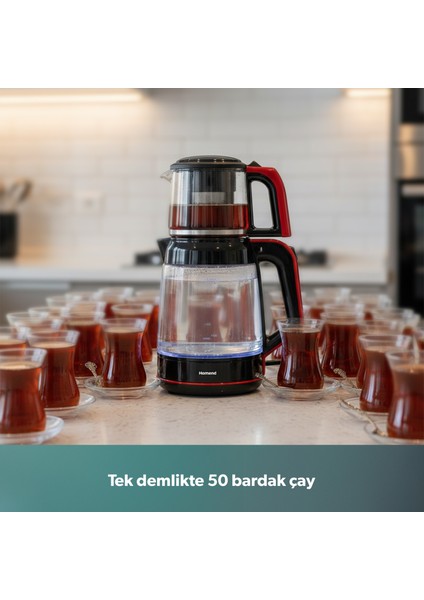 Infinity XL 1764H Cam Çay Makinesi Siyah Kırmızı modelleri