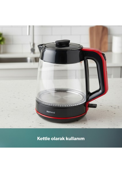 Infinity XL 1764H Cam Çay Makinesi Siyah Kırmızı indirimleri