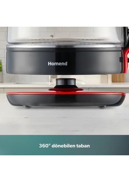 Infinity XL 1764H Cam Çay Makinesi Siyah Kırmızı
