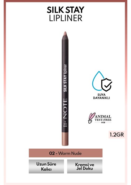 Silk Stay Lipliner Suya Dayanıklı Ipeksi Dudak Kalemi - 02 Warm Nude - Nude