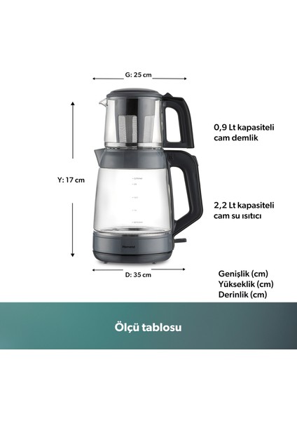 Infinity XL 1764H Cam Çay Makinesi Antrasit Siyah fiyatları