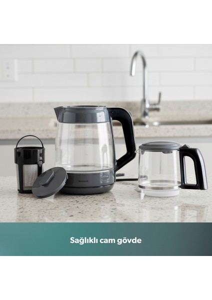 Infinity XL 1764H Cam Çay Makinesi Antrasit Siyah fırsatları