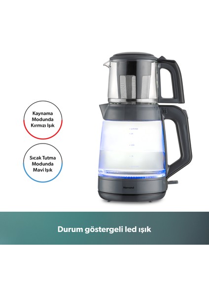 Infinity XL 1764H Cam Çay Makinesi Antrasit Siyah indirimleri