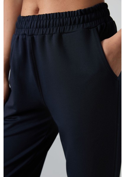 Lacivert Cepli Yüksek Bel Rahat Form Lastik Paça Kadın Eşofman Alt - 94583