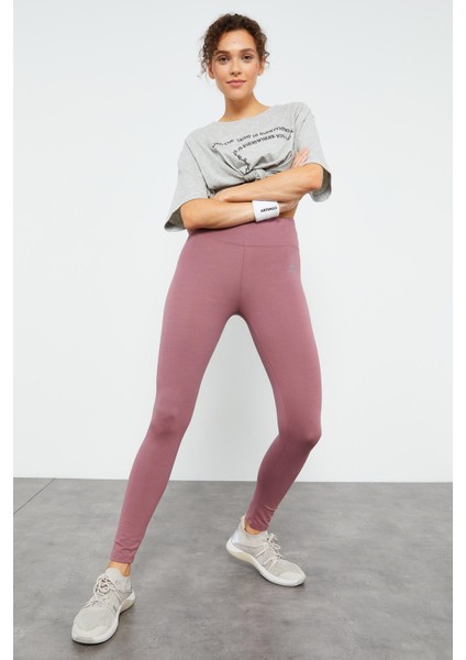 Gül Kurusu Yüksek Bel Toparlayıcı Slim Fit Dar Paça Kadın Tayt - 94011