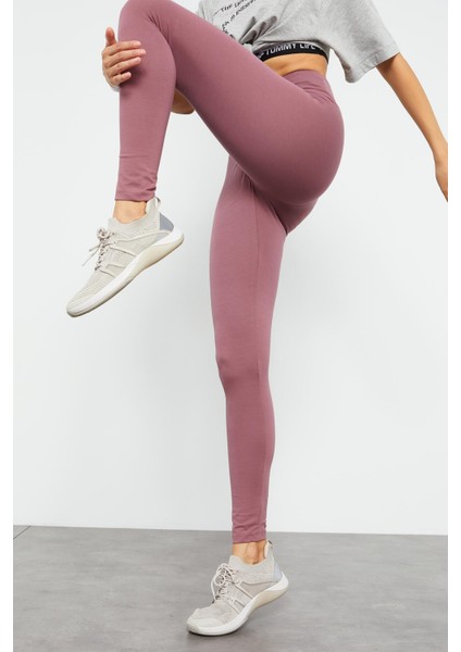 Gül Kurusu Yüksek Bel Toparlayıcı Slim Fit Dar Paça Kadın Tayt - 94011