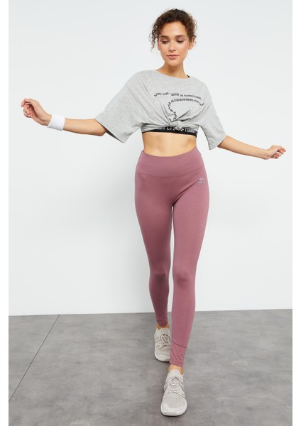 Gül Kurusu Yüksek Bel Toparlayıcı Slim Fit Dar Paça Kadın Tayt - 94011