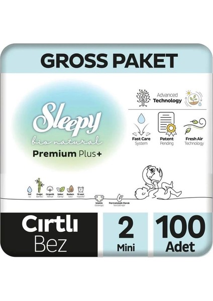 Bfs Sleepy Bio Natural Bebek Bezi Gross Paket 2 Beden 3-6 kg 100 Adet