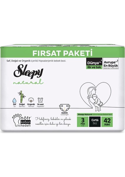 Bfs Natural Bebek Bezi Fırsat Paketi 3 Beden 42 Adet