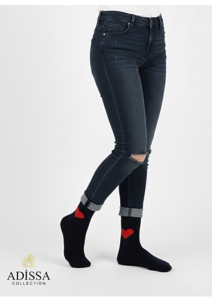 6'lı Kadın Kalpli Çorap Seti | Yıkanmış Parfümlü, Kışlık Havlu Termal, Sevimli Desenli Çorap