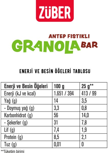 Peanutzilla x1+ Antep Fıstıklı Granola Bar x15 modelleri