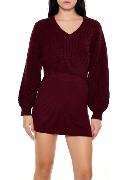 Örgü Desenli Crop Kazak fiyatları