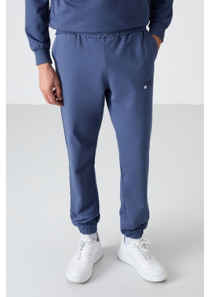 Petrol Casual O Yaka Lastik Paça Pamuklu Erkek Oversize Eşofman Takımı - 85120