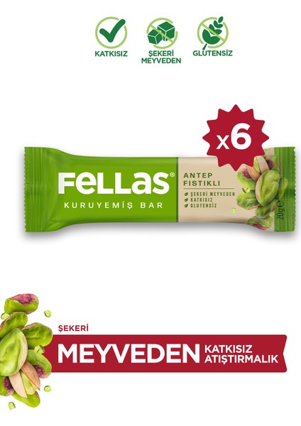 Antep Fıstıklı Kuruyemiş Bar (20G) 6'lı Deneme Kutusu