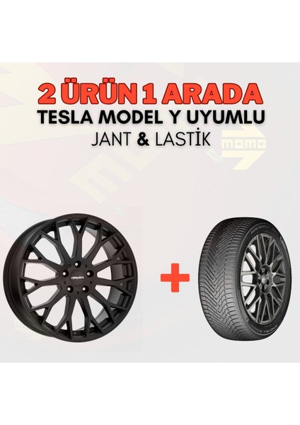 Tesla Model Y Uyumlu Momo 255/45R19 Dört Mevsim Lastiği 4 Adet YILI:2025 + CA22 19" Jant 4 Adet