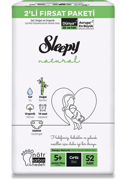 Bfs Natural Bebek Bezi 2'li Fırsat Paketi 5+ Beden 52 Adet