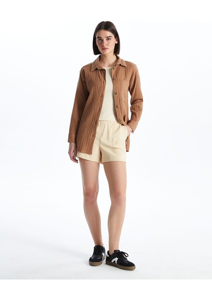 Yeni Sezon Kadın Beli Lastikli Düz Şort