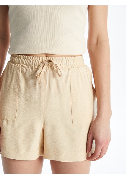 Yeni Sezon Kadın Beli Lastikli Düz Şort fırsatları