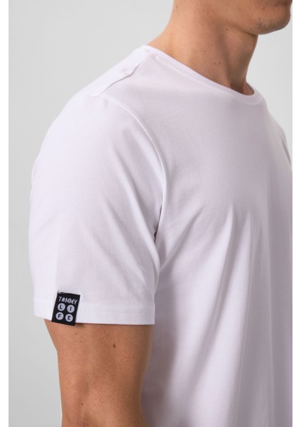 Beyaz Erkek Basic Kısa Kol Standart Kalıp O Yaka T-shirt - 87911