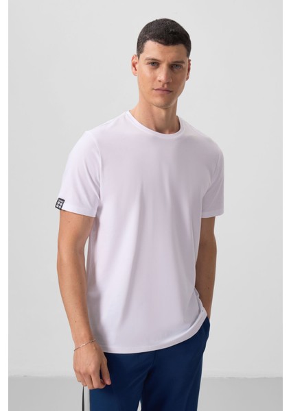Beyaz Erkek Basic Kısa Kol Standart Kalıp O Yaka T-shirt - 87911